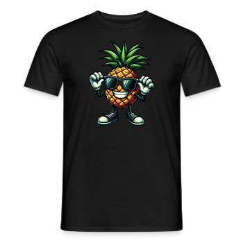 Coole Ananas mit Sonnenbrille Comic Frucht - Männer T-Shirt - Schwarz - Vorne - AI Model Male 178 light (178cm)
