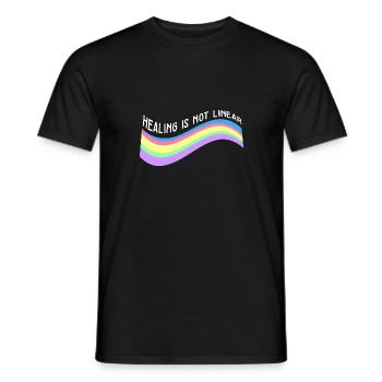 Sensibilisation La guérison en santé mentale n’est pas linéaire - T-shirt homme - noir - Devant - AI Model Male 178 light (178cm)
