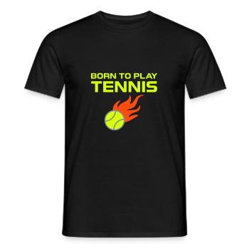 Born to play tennis (Tennisball mit Flammen) - Men's T-Shirt - black - Front - AI Model Male 178 light (178cm)