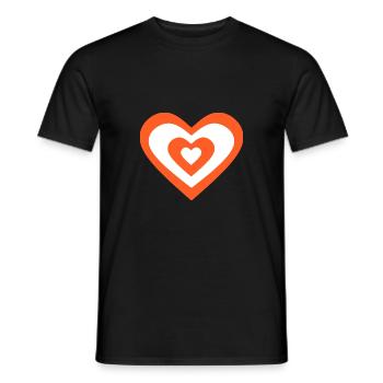 orange heart hearts gift valentine's day couples - Men's T-Shirt - black - Front - AI Model Male 178 light (178cm)