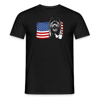 American AKITA Amérique Drapeau Wilsigns - T-shirt homme - noir - Devant - AI Model Male 178 light (178cm)