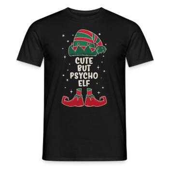 mignon mais psycho elfe partenaire cadeau de Noël - T-shirt homme - noir - Devant - AI Model Male 178 light (178cm)