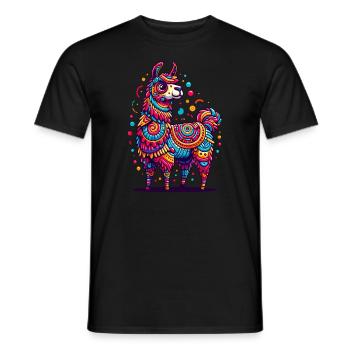 ALPACA PINATA CONFETTI VARIEGATED RAINBOW BUBBLES - Men's T-Shirt - black - Front - AI Model Male 178 light (178cm)