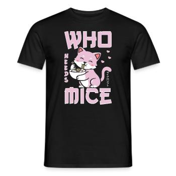 cat eating ramen who needs mice - Men's T-Shirt - black - Front - AI Model Male 178 light (178cm)