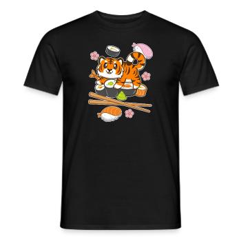 Sushi Tiger - T-shirt homme - noir - Devant - AI Model Male 178 light (178cm)
