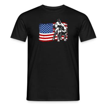 Anglais Bull Terrier America Flag Dogs Wilsigns - T-shirt homme - noir - Devant - AI Model Male 178 light (178cm)
