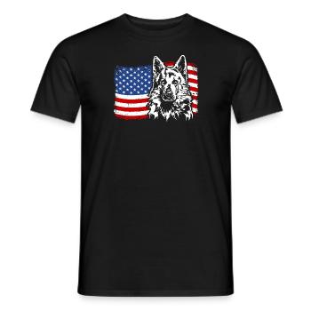 Weisser Schweizer Schäferhund Amerika Fahne Hunde - Männer T-Shirt - Schwarz - Vorne - AI Model Male 178 light (178cm)