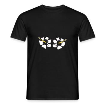 Blume weiß weiße Blume Hibiskus Blüte Festival - Männer T-Shirt - Schwarz - Vorne - AI Model Male 178 light (178cm)