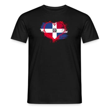 Dominican Republic Flag Heart - Men's T-Shirt - black - Front - AI Model Male 178 light (178cm)