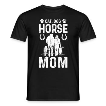 Chat Chien Cheval Maman - T-shirt homme - noir - Devant - AI Model Male 178 light (178cm)