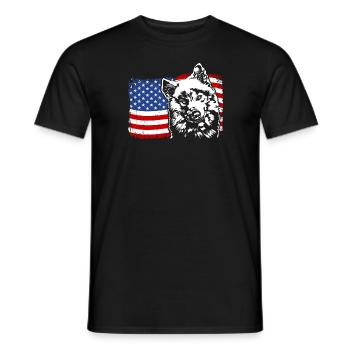 Samoyed America Flag Dog Dogs Wilsigns - Men's T-Shirt - black - Front - AI Model Male 178 light (178cm)