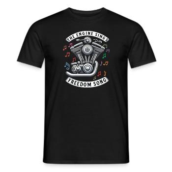 Der Motor singt das Freiheitslied Motorrad - Männer T-Shirt - Schwarz - Vorne - AI Model Male 178 light (178cm)