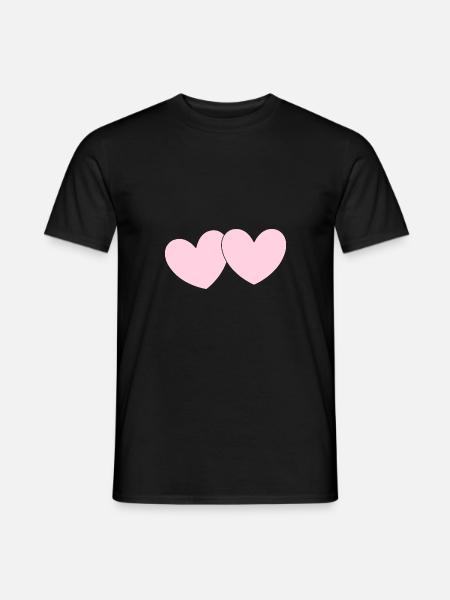 rosarotes Herz Herz rosa rot Herz pink Herzmuster - Männer T-Shirt - Schwarz
