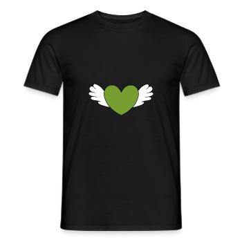 green heart green hearts couples gift - Men's T-Shirt - black - Front - AI Model Male 178 light (178cm)
