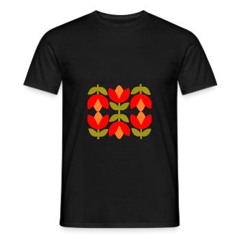 Années 70 Fleur Motif Rétro Hippie Fleurs Puissance - T-shirt homme - noir - Devant - AI Model Male 178 light (178cm)