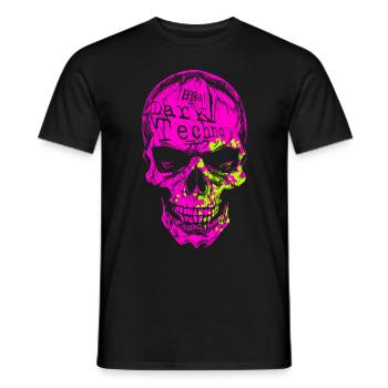 Crâne néon techno foncé - T-shirt homme - noir - Devant - AI Model Male 178 light (178cm)