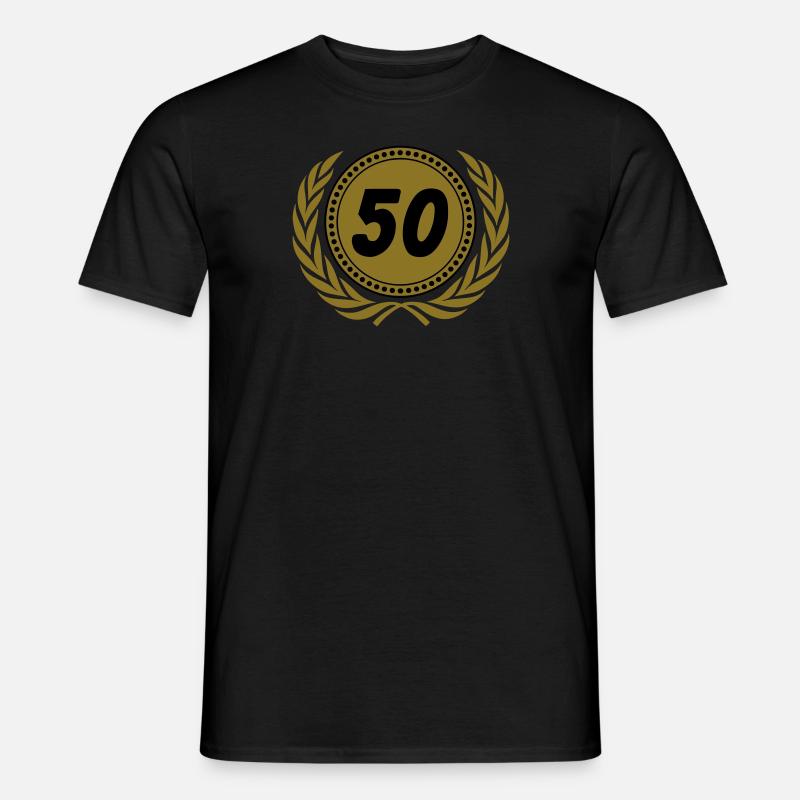 50.Geburtstag , 50 Jahre Jubiläum Lorbeerkranz(25) - Männer T-Shirt - Schwarz