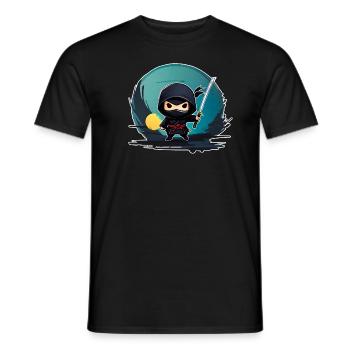 Niedlicher kleiner Ninja mit Katana Schwert - Männer T-Shirt - Schwarz - Vorne - AI Model Male 178 light (178cm)