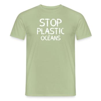 stop plastic oceans Earth Day - Männer T-Shirt - Sage - Vorne - AI Model Male 178 light (178cm)