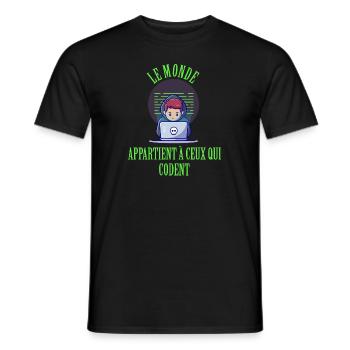 le monde appartient à ceux qui codent geek maillot - T-shirt homme - noir - Devant - AI Model Male 178 light (178cm)