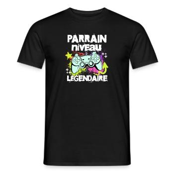Parrain niveau légendaire t-shirt gamer cadeau - T-shirt homme - noir - Devant - AI Model Male 178 light (178cm)
