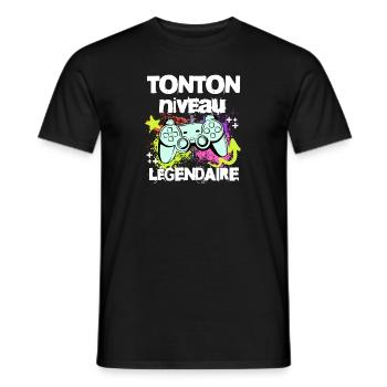 Tonton niveau légendaire t-shirt gamer humour - T-shirt homme - noir - Devant - AI Model Male 178 light (178cm)