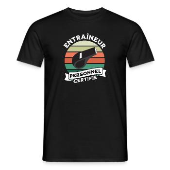Entraîneur personnel certifié t-shirt coach cadeau - T-shirt homme - noir - Devant - AI Model Male 178 light (178cm)