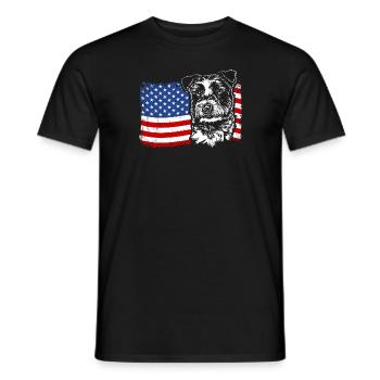 Jack Russell Terrier America Flag Dogs Wilsigns - Men's T-Shirt - black - Front - AI Model Male 178 light (178cm)