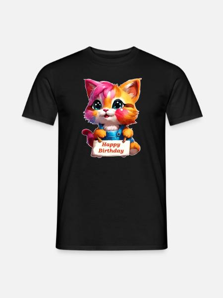 A Funny Birthday Kitten - Men's T-Shirt - black