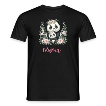 Amoureux des pandas, maman panda et ourson, fête des mères - T-shirt homme - noir - Devant - AI Model Male 178 light (178cm)