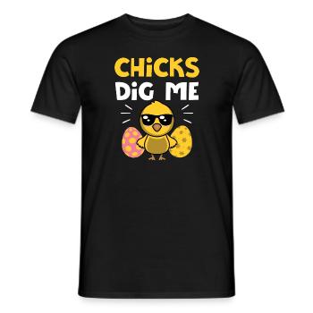 Chicks Dig Me Men Boys Funny Easter Egg Hunting - Men's T-Shirt - black - Front - AI Model Male 178 light (178cm)