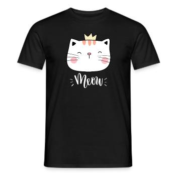 Mignon Kawaii drôle de chat disant miaulement - T-shirt homme - noir - Devant - AI Model Male 178 light (178cm)