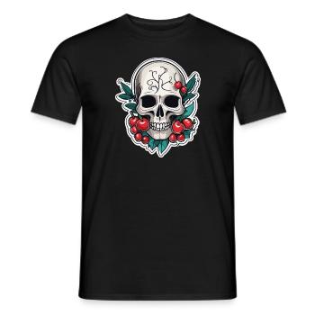 Skull with Cherrys - Männer T-Shirt - Schwarz - Vorne - AI Model Male 178 light (178cm)