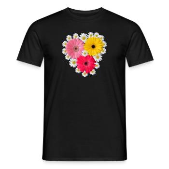 Gerbera Blüte Margeriten blumig Blumenmuster - Männer T-Shirt - Schwarz - Vorne - AI Model Male 178 light (178cm)