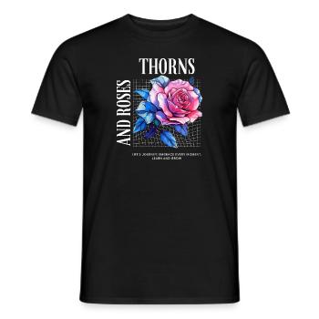 Thorns and Roses - Rosen Blume - Männer T-Shirt - Schwarz - Vorne - AI Model Male 178 light (178cm)