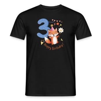 Kind Fuchs 3 Jahre 3. Geburtstag - Männer T-Shirt - Schwarz - Vorne - AI Model Male 178 light (178cm)