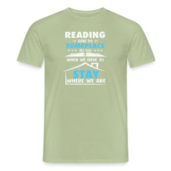 Mon livre sent mieux que votre tablette - T-shirt homme - vert sauge - Devant - AI Model Male 178 light (178cm)