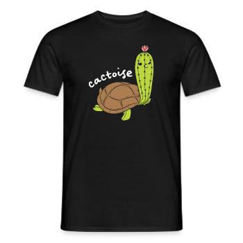 Cactoise Cactus Turtle Funny Animal Puns - Men's T-Shirt - black - Front - AI Model Male 178 light (178cm)
