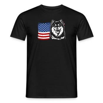 Finnischer Lapphund Amerika Fahne Hunde Wilsigns - Männer T-Shirt - Schwarz - Vorne - AI Model Male 178 light (178cm)