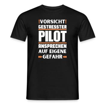 Gestresster Pilot nicht ansprechen! - Männer T-Shirt - Schwarz - Vorne - AI Model Male 178 light (178cm)