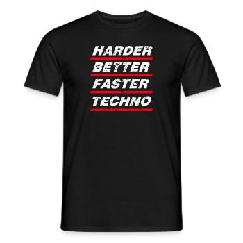 HARDER BETTER FASTER TECHNO - Männer T-Shirt - Schwarz - Vorne - AI Model Male 178 light (178cm)