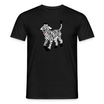 Chien avec motif zèbre, caniche, drôle, fou - T-shirt homme - noir - Devant - AI Model Male 178 light (178cm)