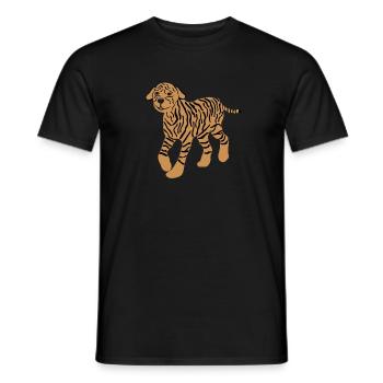 Chien avec motif de tigre, caniche, drôle, fou - T-shirt homme - noir - Devant - AI Model Male 178 light (178cm)