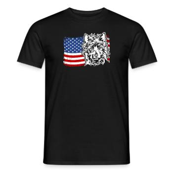 AUSTRALIAN TERRIER America Flag Dogs Wilsigns - Men's T-Shirt - black - Front - AI Model Male 178 light (178cm)