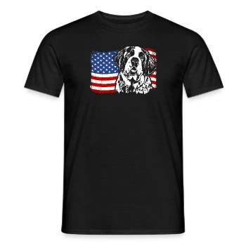 ST. BERNARDS Amérique Flag Chiens Chien Wilsigns - T-shirt homme - noir - Devant - AI Model Male 178 light (178cm)