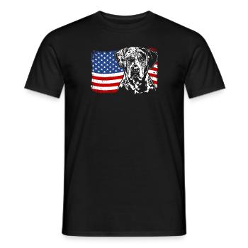 CATAHOULA LEOPARD DOG America Flag Dogs Wilsigns - Men's T-Shirt - black - Front - AI Model Male 178 light (178cm)