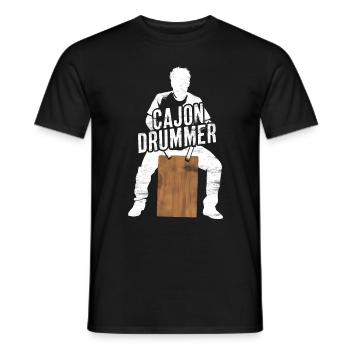 Cajon-Schlagzeuger - Männer T-Shirt - Schwarz - Vorne - AI Model Male 178 light (178cm)