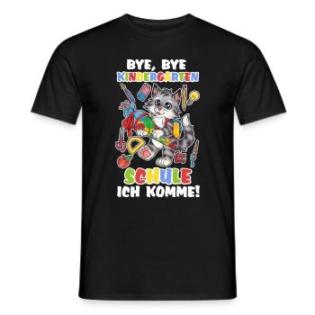 Niedliche Katze Katzenkind mit Zuckertüte Schule - Männer T-Shirt - Schwarz - Vorne - AI Model Male 178 light (178cm)