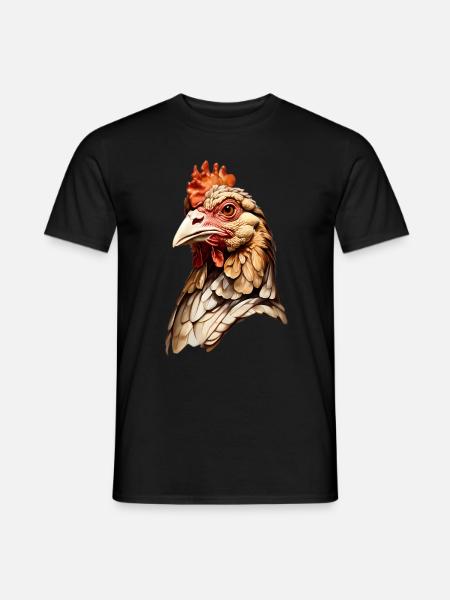 Realistisk kyllingehoved – Husdyr-grafik - Mænd T-shirt - sort