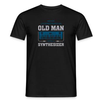 Old man Synthesizer Musiker Musik keyboard - Männer T-Shirt - Schwarz - Vorne - AI Model Male 178 light (178cm)
